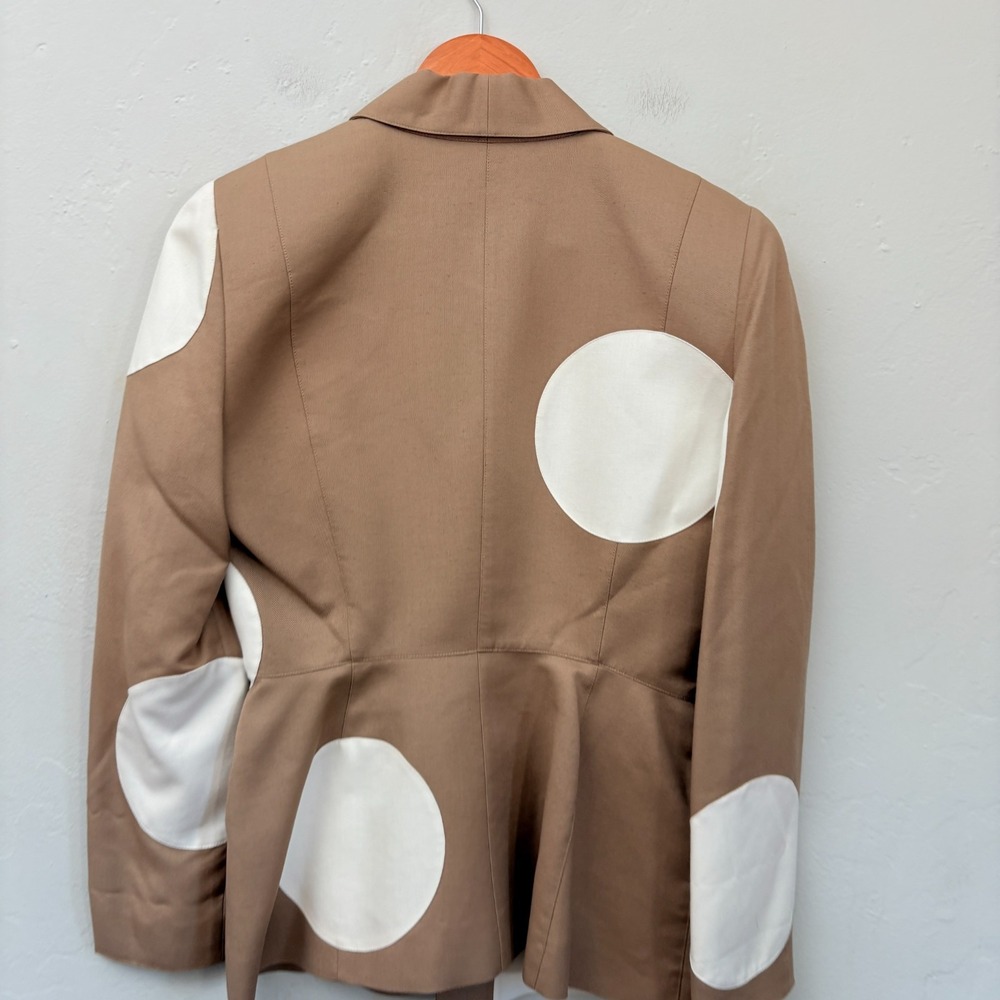 Thierry Mugler Vintage Polka Dot Suit Skirt Set Women Size 40 Beige White Flaws - Picture 12 of 16